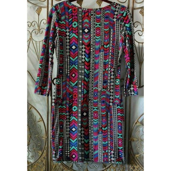 Say What? Womens 3/4 Sleeve Multicolor Bodycon Dress Size M - Picture 2 of 10